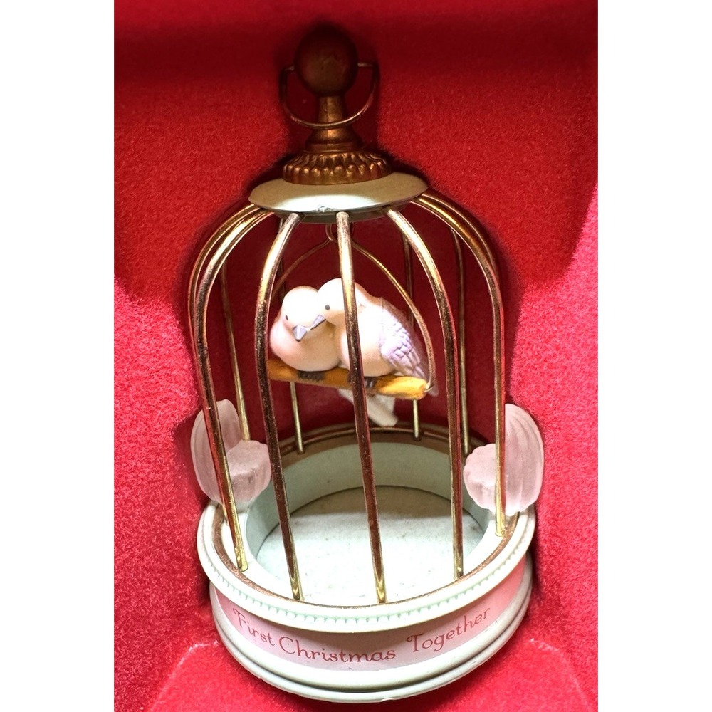 Vintage Hallmark Lovebirds Ornament 1986 First Christmas Together In Box